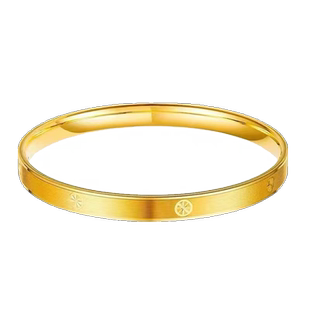 5D黄金车花手镯女款999足金拉丝简约纯金大气金镯子送礼百搭手环