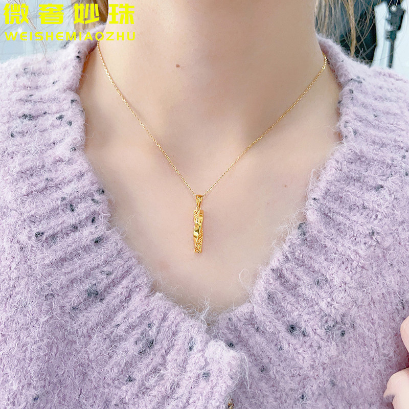 5G黄金扭转乾坤吊坠女999足金小克重莫比乌斯项链新款挂坠送女友图片