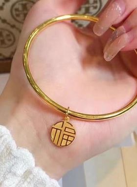 微奢妙珠女款足金黄金手镯