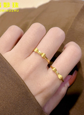 千容珠宝女款足金蝴蝶结戒指