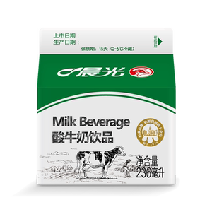 晨光酸牛奶饮品油柑桃桃早餐屋236ml*12盒
