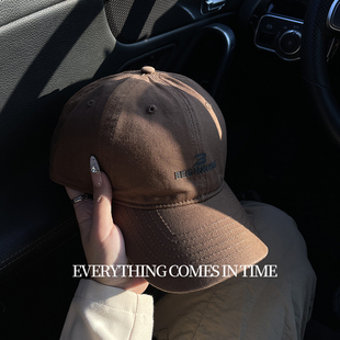 美式棒球帽女款大头围宽帽檐大脸显脸小浅咖啡色帽子男款鸭舌帽