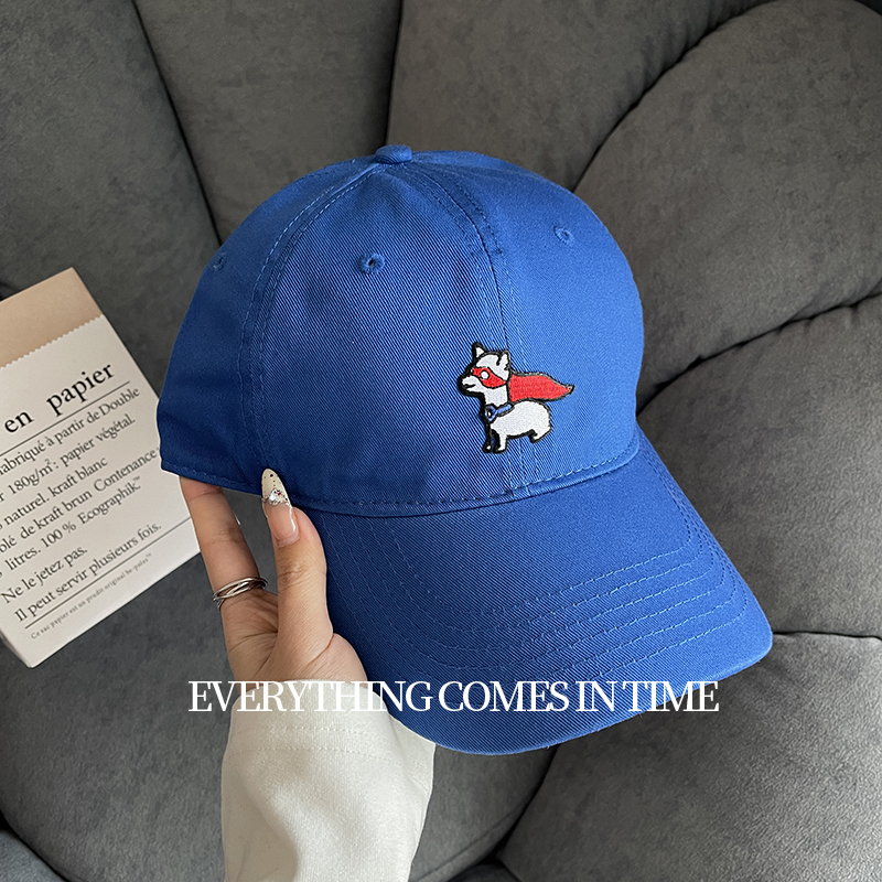 大头围刺绣小狗棒球帽大脸显脸小