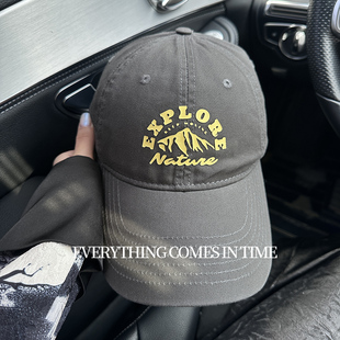 美式高颧骨棒球帽男炭灰色深顶大头围鸭舌帽女大帽檐帽子宽头素颜