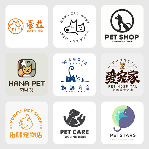 商标标志宠物店猫咖小清新logo设计门头犬舍简笔画品牌店名招牌-封面