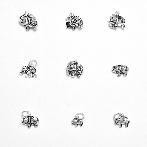 S925纯银小象配饰吊坠