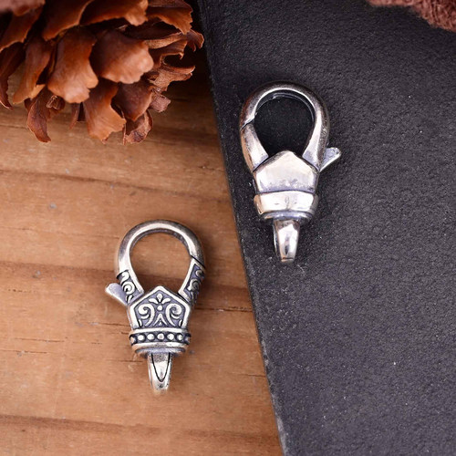 S925纯银唐草光身水滴龙虾弹簧扣