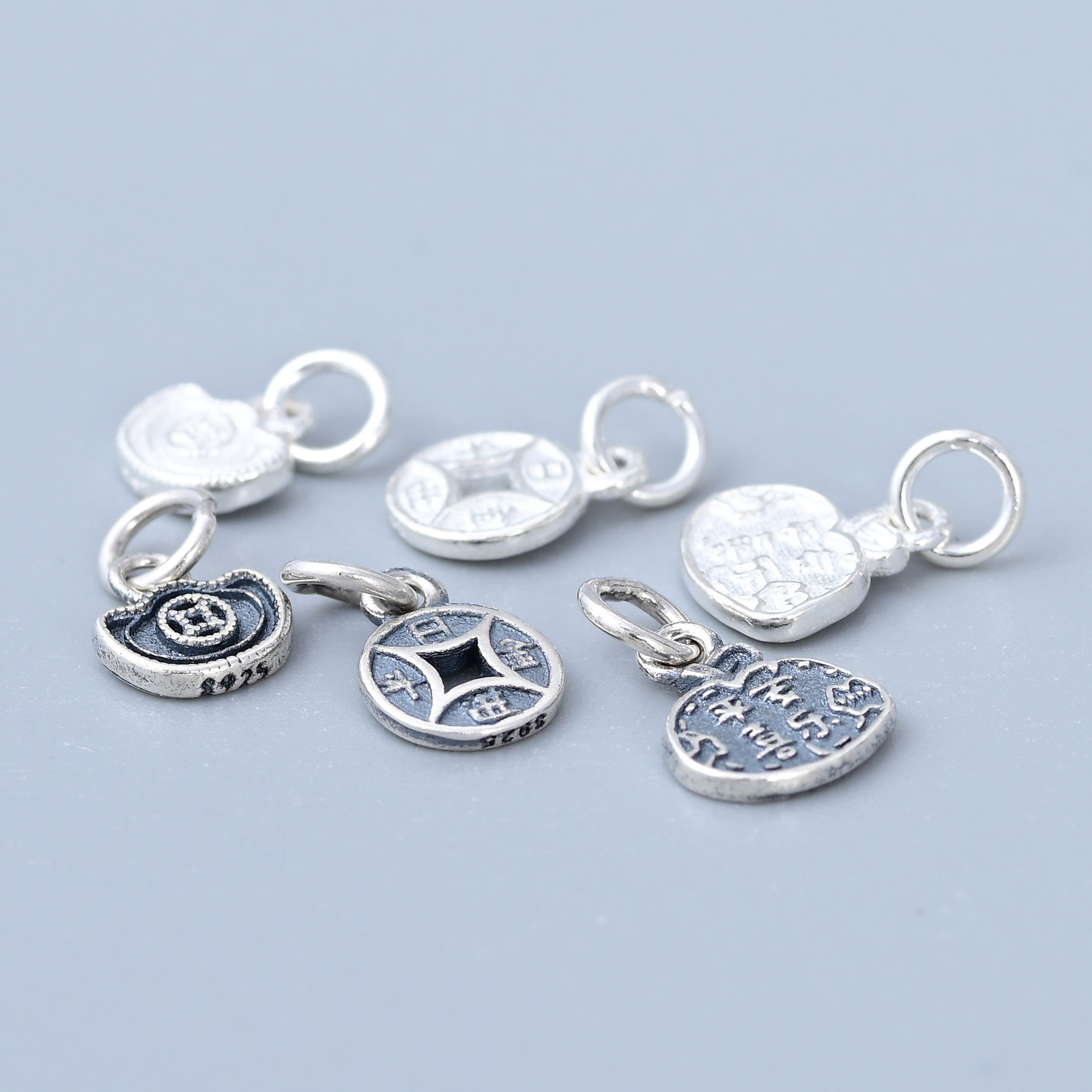 S925纯银国潮方孔钱币挂件好寓意