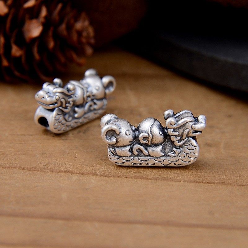 S999足银龙鼠猴生肖三合隔珠