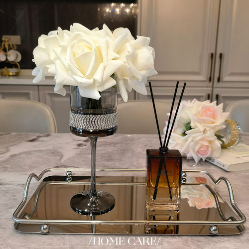 仙女款钻高脚杯仿真花保湿玫瑰花