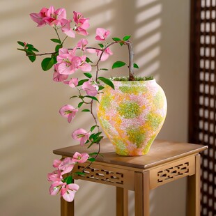 复古陶瓷花瓶椭圆形彩色釉面客厅家居装饰摆件土培绿植蝴蝶兰花盆