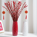 简约仿陶瓷塑料花瓶银柳水培鲜花仿真花插花瓶桌面客厅装 饰摆件