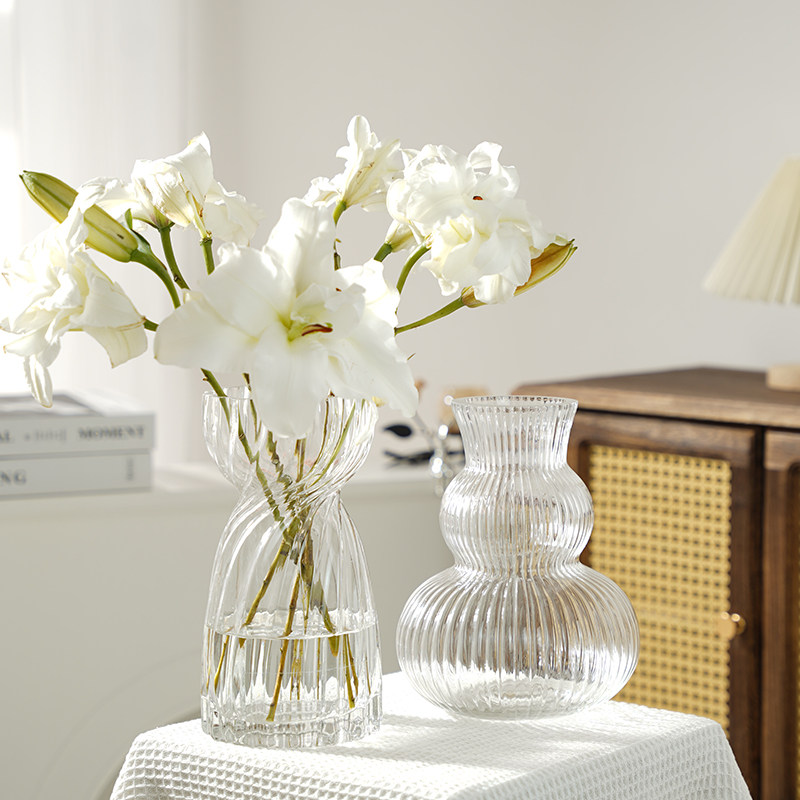 创意条纹葫芦玻璃花瓶现代家居客厅餐桌工艺品摆件透明彩色插花器,鲜花速递/花卉仿真/绿植园艺,花瓶,淘宝优惠券,粉丝福利购,淘宝优惠卷