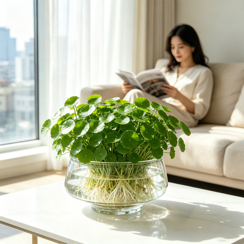 大口径简约透明玻璃花盆水培铜钱草水仙碗莲鱼缸客厅装饰摆件图片