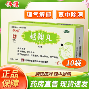 佛慈越鞠丸6g*10袋理气解郁胸脘嗳气痞闷腹中胀满饮食停滞OTC吞酸