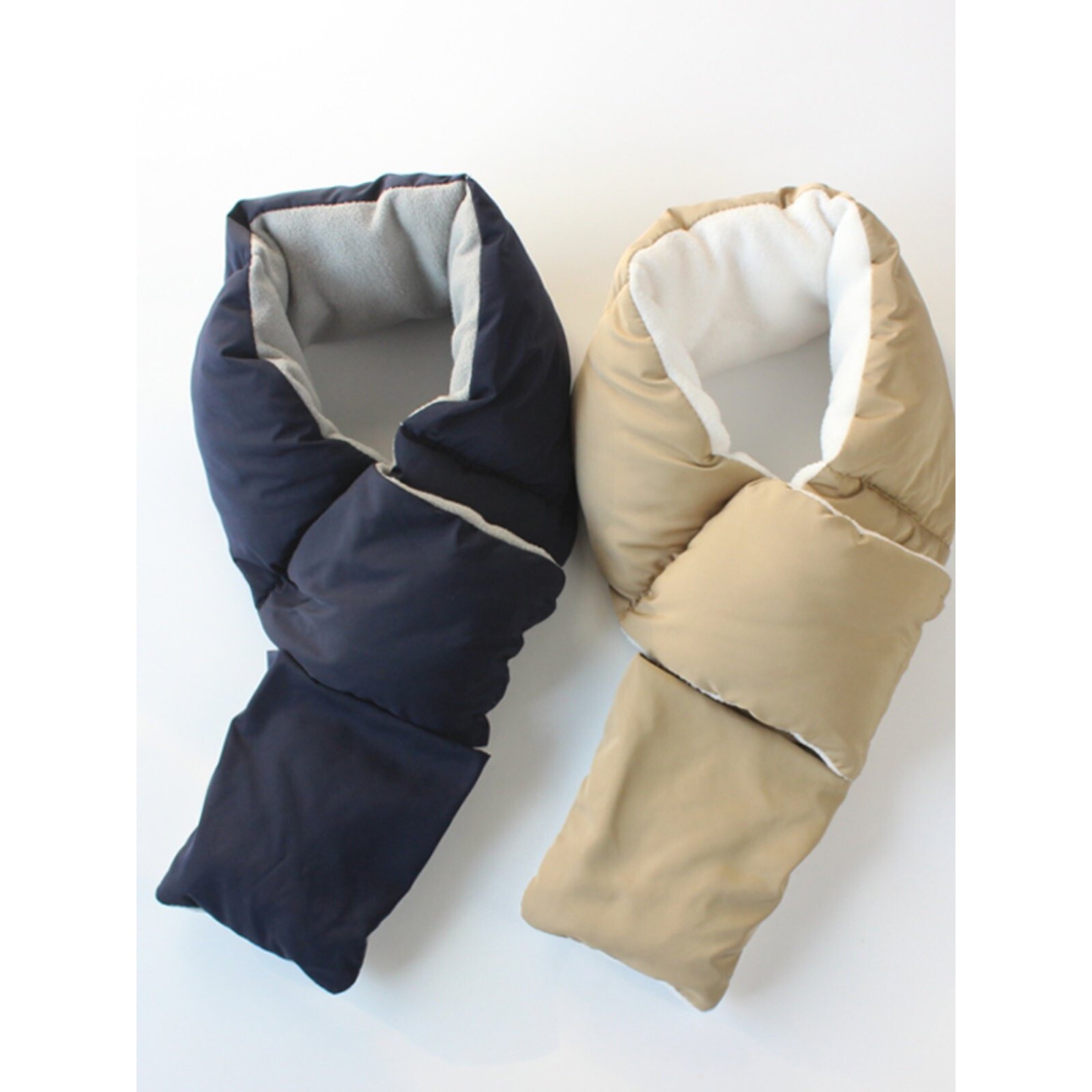 出口日本秋冬季男女羽丝绒围巾加厚保暖时尚百搭围脖女交叉款脖套