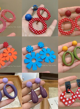 80年代复古港风女童耳环耳夹无耳洞演出欧美夸张无痛假耳坠饰品潮