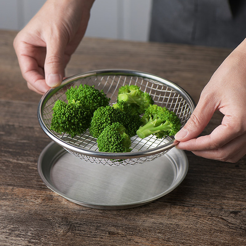DEARYOU日本进口吉川金属不锈钢备菜盆打蛋和面盆洗菜水果滤网盘