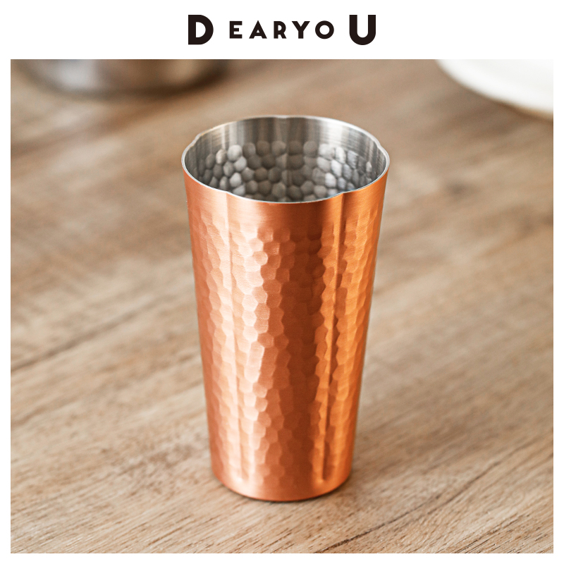 新光堂锤纹铜制除静电咖啡接粉杯