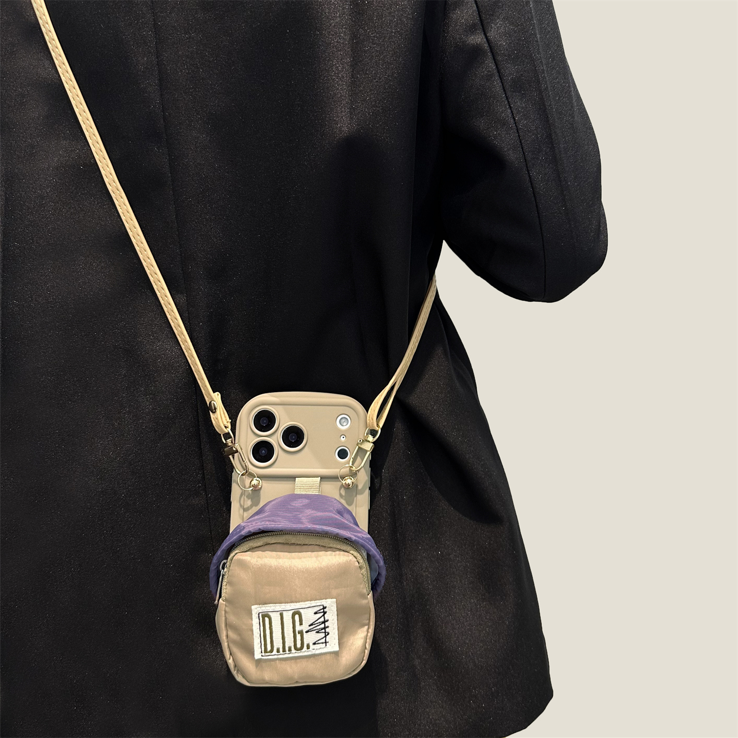 卡其帆布蘑菇包包手机壳