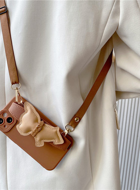 奶咖色斗牛犬腕带适用华为nova15/14/13手机壳nova11荣耀500斜挎400pro挂绳300全包200女100防摔80/70/60外壳