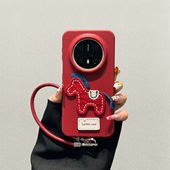 x90皮纹s50创意s30全包s20 s19 s18 刺绣小马手链适用vivox300pro手机壳x200s新年x100 s17 s16e男女y500情侣