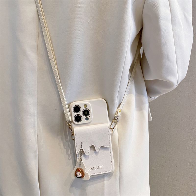 轻奢女孩卡包斜跨挂绳手机壳