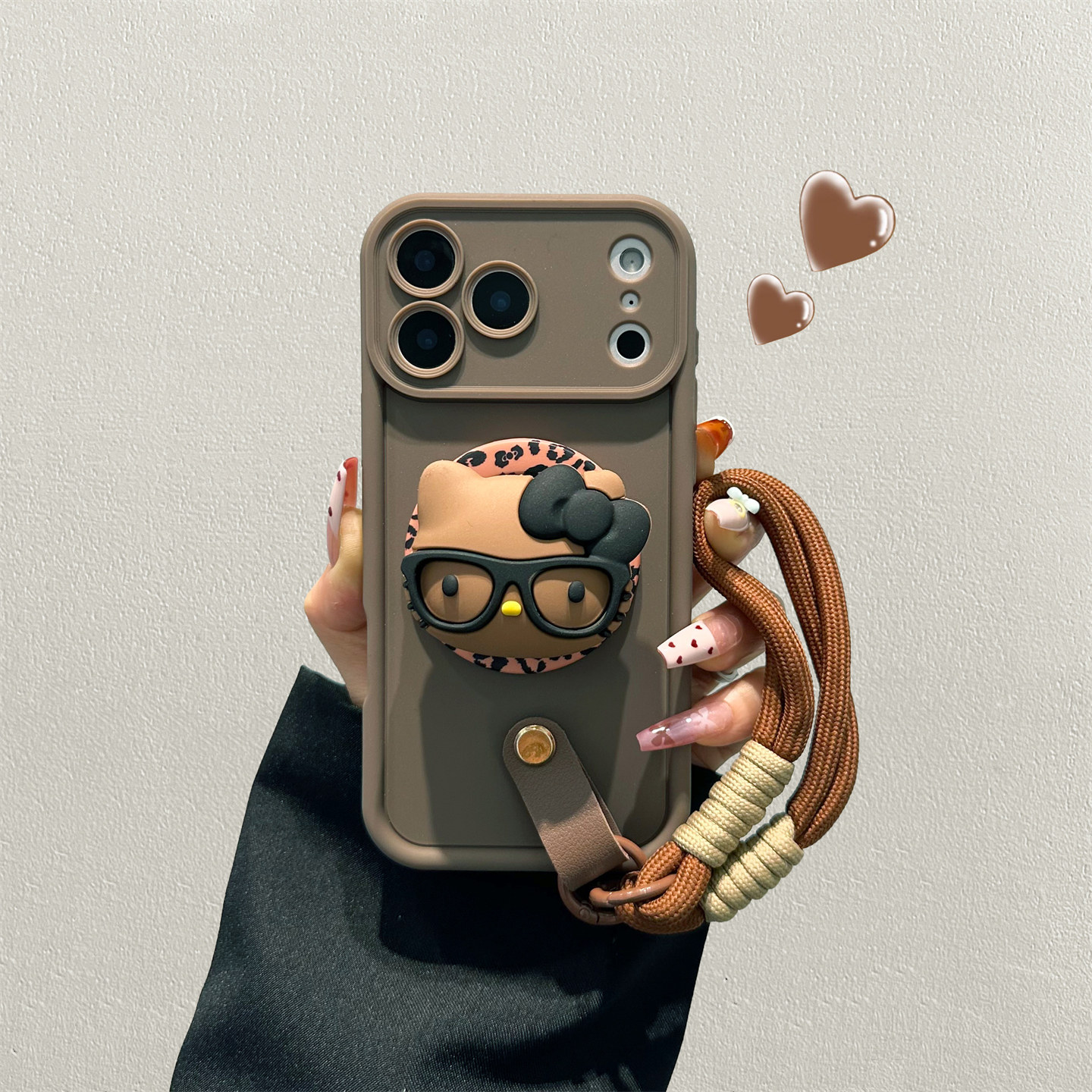 棕色眼镜kitty磁吸支架适用荣耀500手机壳400/300/200pro新款win女款power2带挂绳100全包90防摔magic8/7软套