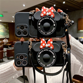 卡通相机零钱包适用苹果16proMax手机壳iPhone17pro硅胶13插卡15pro斜挎14背包式 12手提11挂绳xs支架xr防摔套