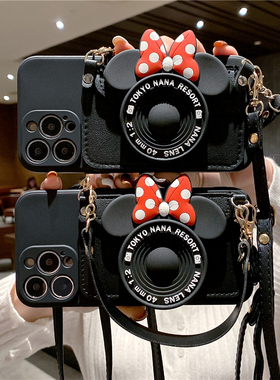 卡通相机零钱包适用苹果16proMax手机壳iPhone17pro硅胶13插卡15pro斜挎14背包式12手提11挂绳xs支架xr防摔套