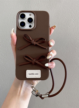 复古皮质蝴蝶结ins韩系适用opporeno15pro手机壳reno14新款reno13/12/11全包findx9/8软A6皮质A5防摔A3保护套