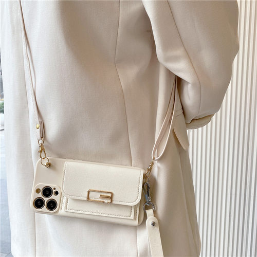 简约卡包带挂绳手机壳