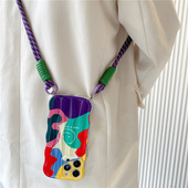 多巴胺彩色笑脸适用于苹果17promax手机壳iphone16pro编织挂绳14promax斜挎13可背肩带12全包11女15pro防摔套