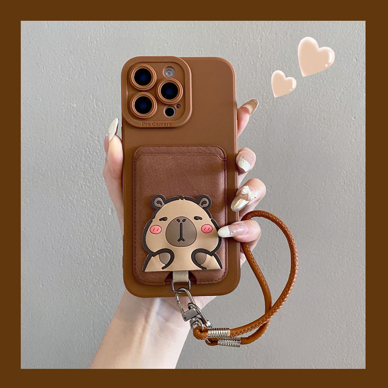 棕色卡皮巴拉卡包挂绳防摔手机壳