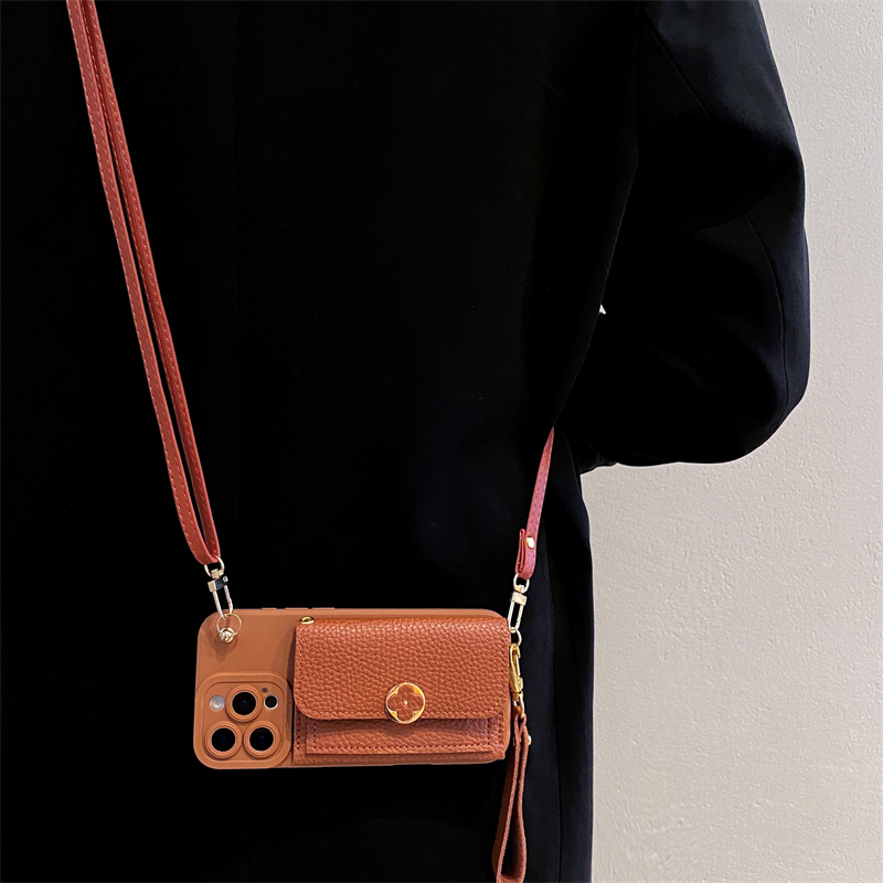 个性花朵零钱卡包手机壳背带防摔