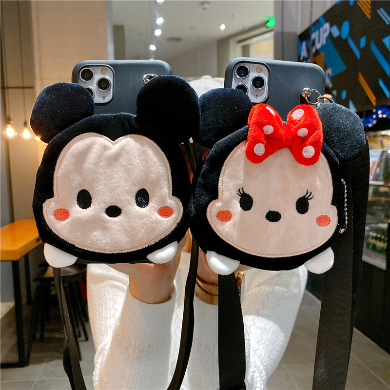 毛绒零钱包适用iphone16pro手机壳苹果17promax新款女iphone15卡通12/11斜挎背带xsmax挂绳14创意13pro硅胶套