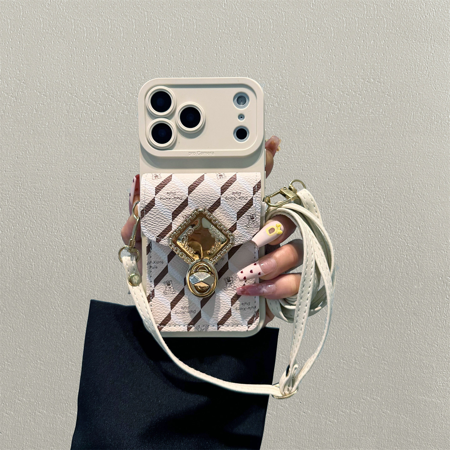 斜格纹印花小熊卡包适用opporeno15手机壳reno14/13/12斜挎reno11挂绳reno10轻奢findx9/8女款A6全包A5保护壳,3C数码配件,手机保护套/壳,淘宝优惠券,粉丝福利购,淘宝优惠卷