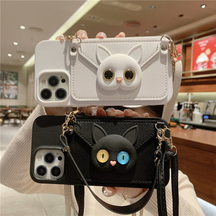 立体猫咪零钱卡包适用vivox300pro手机壳x200s斜挎x100女x90背带s30挂绳vivos20/s19/s18/s17e全包y500防摔套