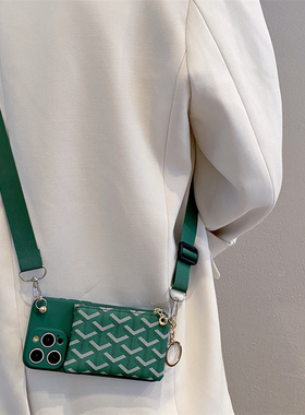 绿色箭头零钱包适用vivox300pro手机壳x200s斜挎背带x100简约x90/x80个性s30个性女s20/s19/s18硅胶s17防摔套