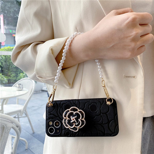 皮纹山茶花支架手链手机壳