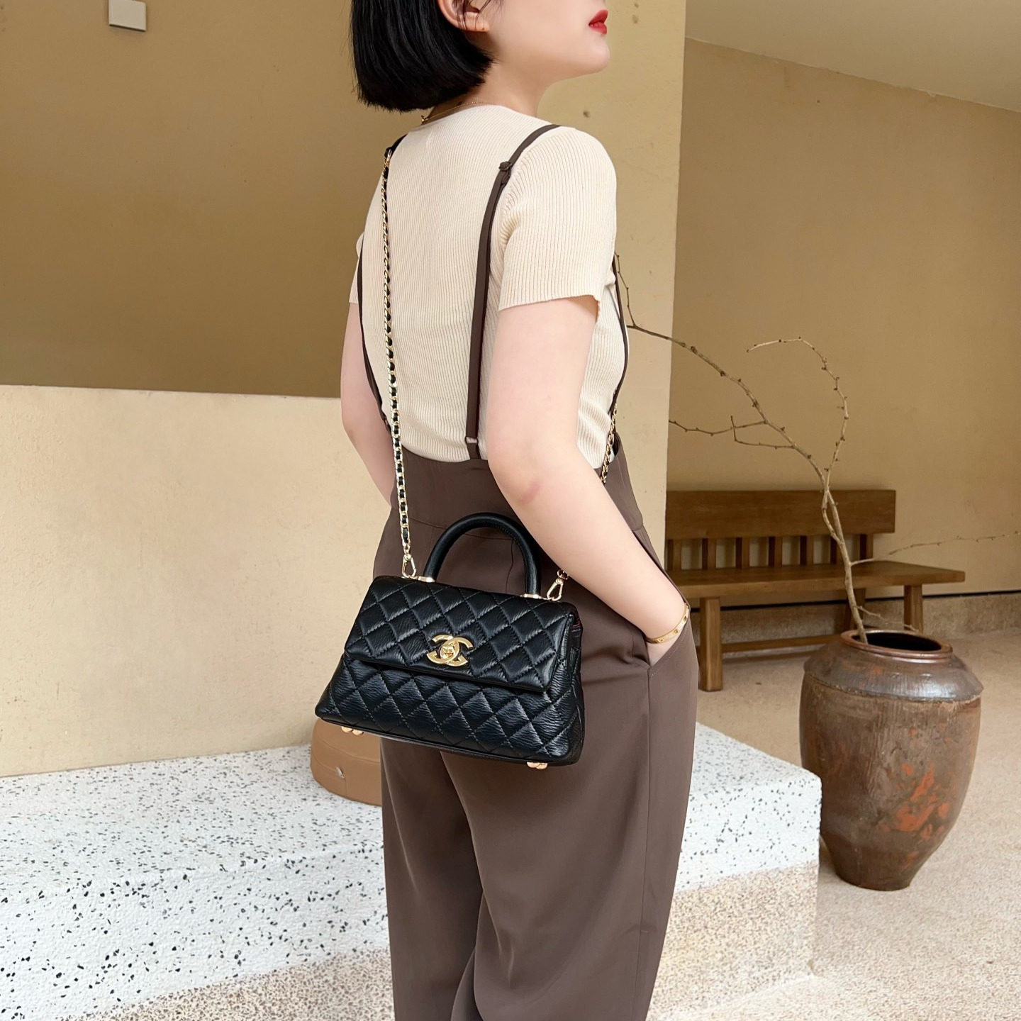 真皮女包小香风菱格链条包单肩斜挎小众高档手提包复古五金大容量