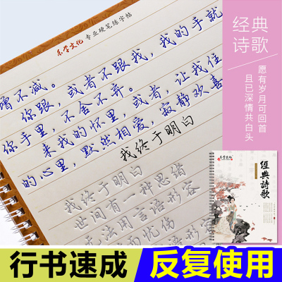 字帖行楷成人凹槽练字速成硬笔书法练字本成年男大学生女生字体文艺漂亮21天练字神器反复使用初学者手写行书入门基础钢笔练字帖贴