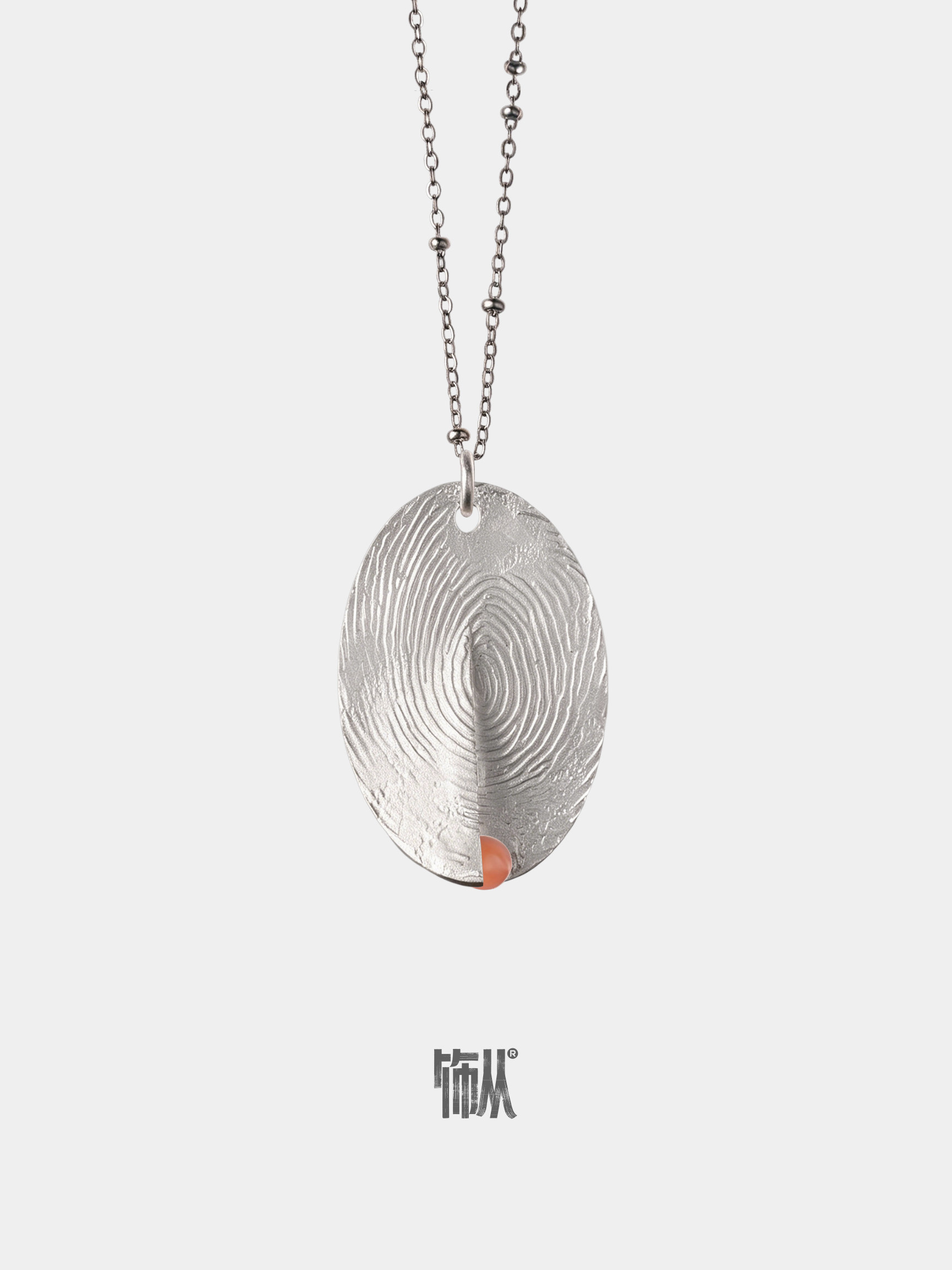 Jewelry 2026 New Oval Fingerprint Pendant Necklace with Pure Silv