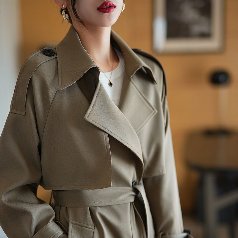 2026年秋季高端短款风衣女外套韩版英伦风小个子洋气垂感大码上衣
