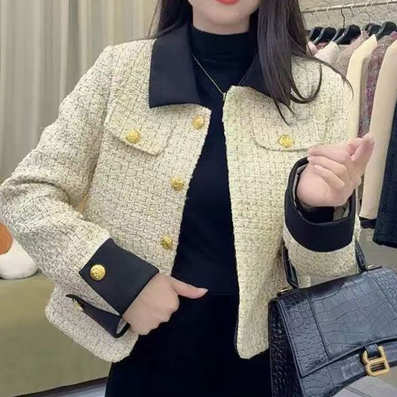法式气质名媛米色小香风短外套女2026秋冬气质修身小个子加厚上衣