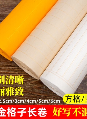描金格子长卷小楷毛笔字书法练习专用纸通临字帖小方格竖格状元笺2 3 4 5 6cm抄写千字文长篇创作100米卷装