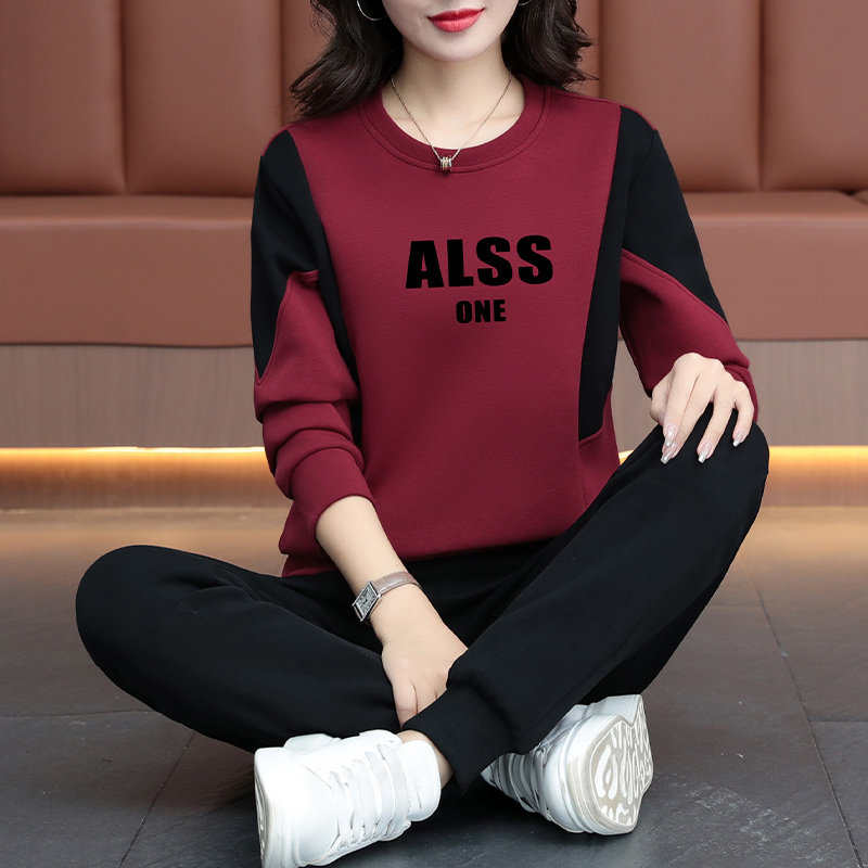 纯棉中年妈妈运动服套装女2026新款春秋中老年洋气秋装休闲两件套