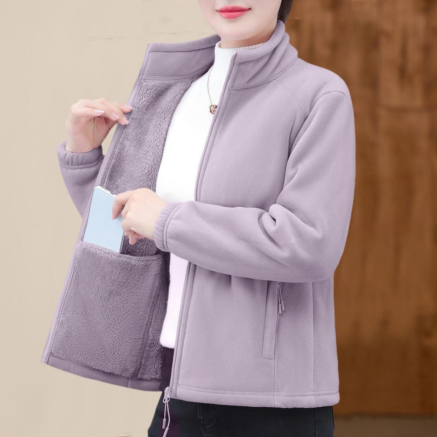 2026中老年摇粒绒抓短款cleanfit
