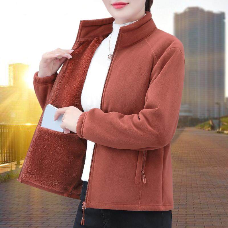 加厚立领摇粒绒外套女士2025新款