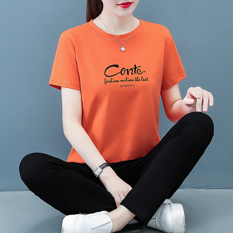 2026新款夏季薄款运动套装女中年妈妈40岁洋气休闲纯棉短袖两件套